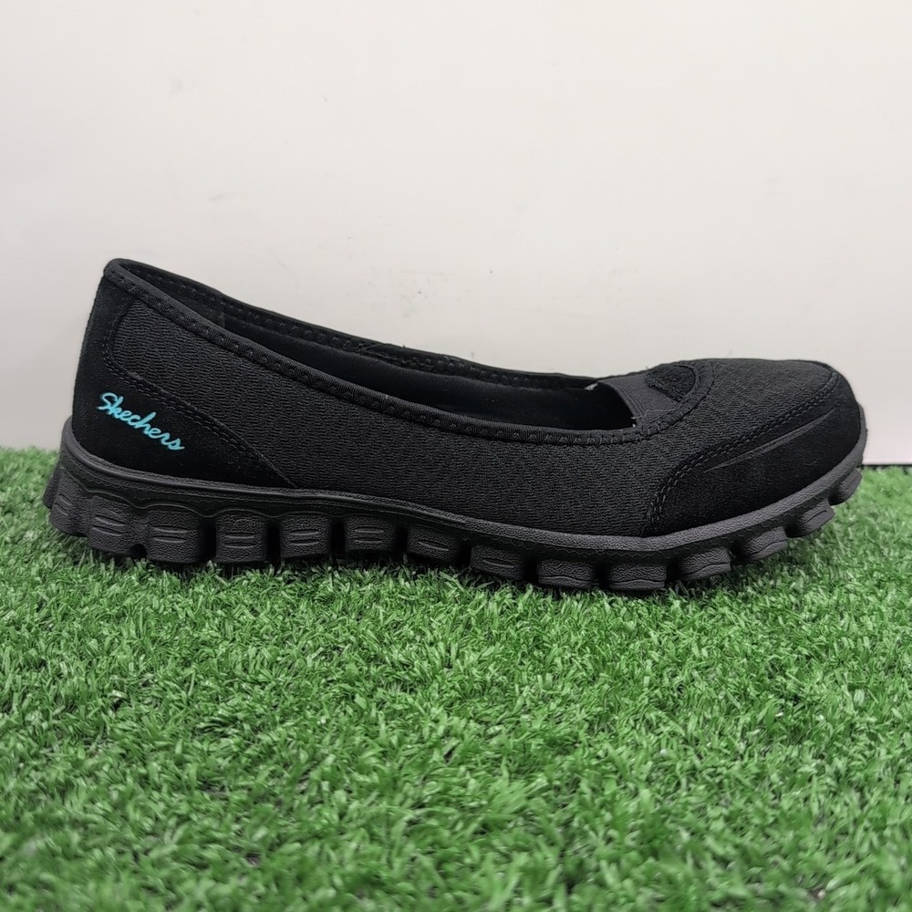 Skechers Relaxed Fit Shoes Women's 7 M Black Bikers Skim Slip In Loafer Sneakers - Picture 11 of 15